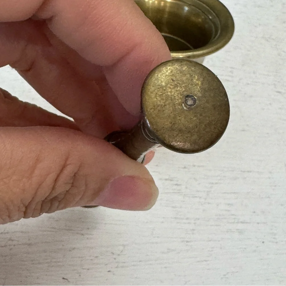 Antique Brass Mortar & Pestle Pharmacy Apothecary Heavy Great Patina - Picture 6 of 12